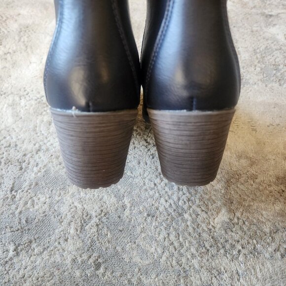 Lukees by Muk Luks Women Sz 7 Lacy Lori Navy Blue Combat Boot Knit Cuff Side Zip - Picture 9 of 11